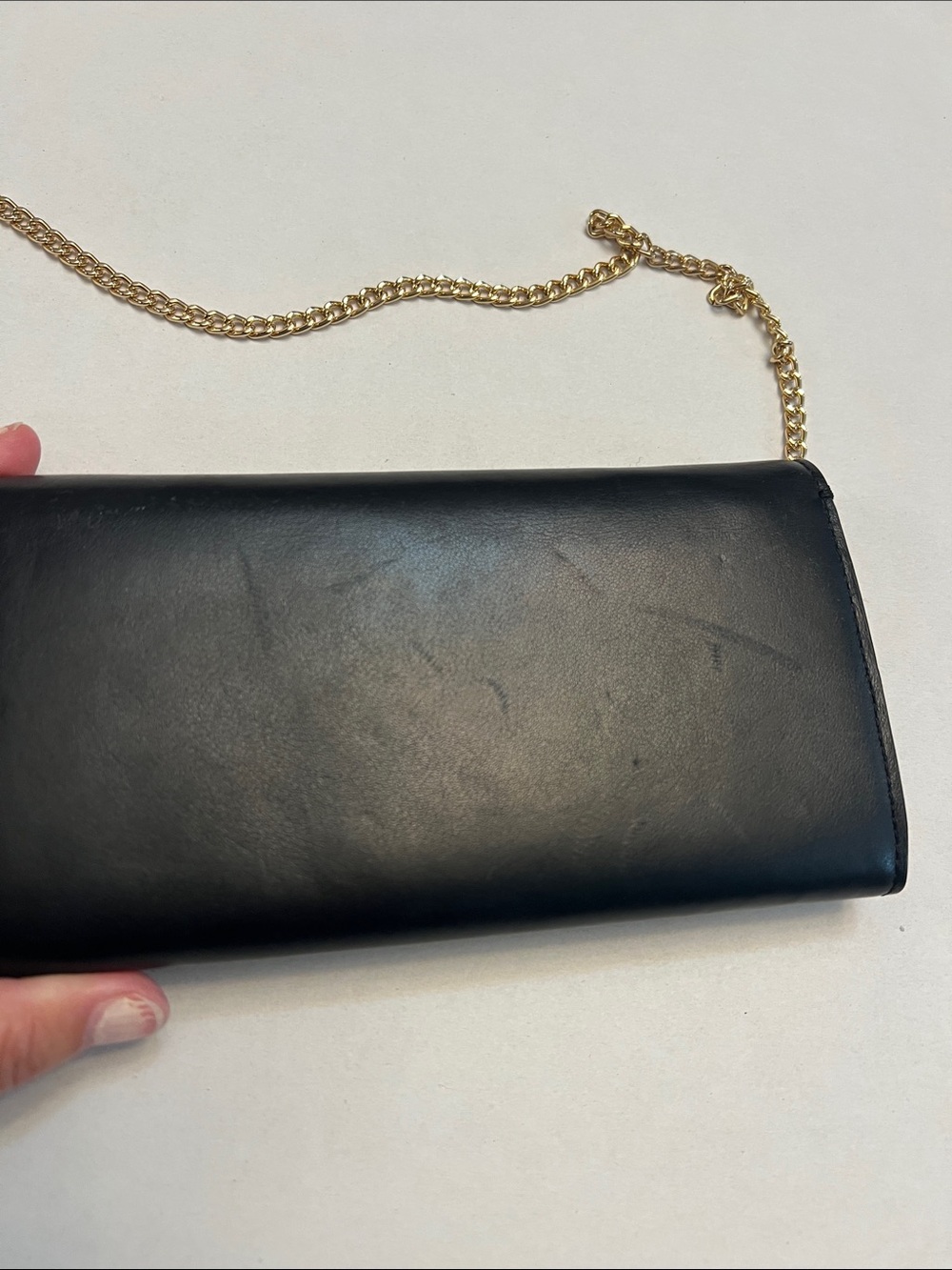 CUYANA CROSSBODY CHAIN BLACK LEATHER CLUTCH WALLET BAG - Picture 7 of 16